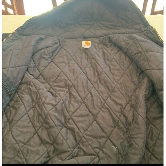 Carhartt Jacket Mens 3XL Black Hooded Canvas Quilt Lined USA Union Made J140 - Picture 11 of 11